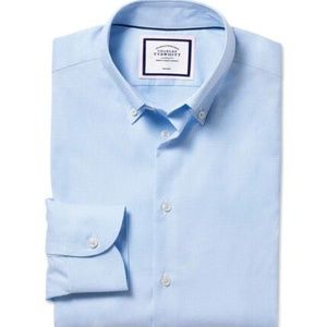 Charles Tyrwhitt Men’s Dress Shirt light blue check non iron